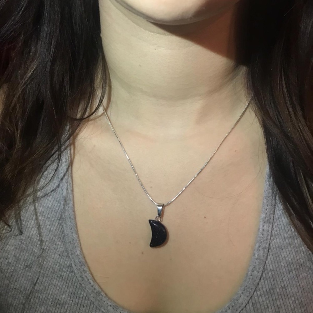 Moon Blue Sandstone Sterling Silver Necklace